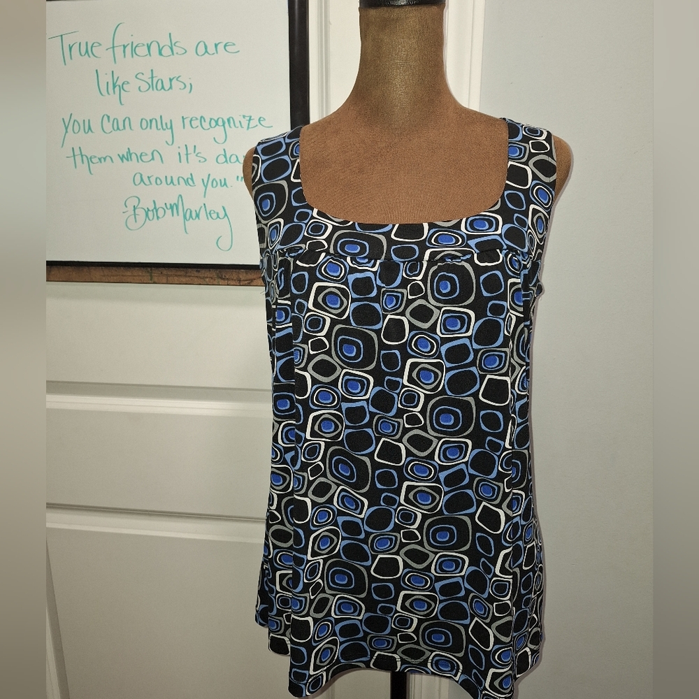 Geometric Blue and Black Women's Top